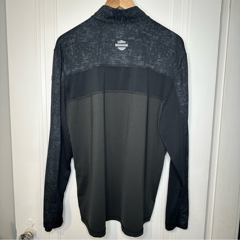 Harley-Davidson Black and Dark Gray Half-Zip Top size large - Picture 4 of 9